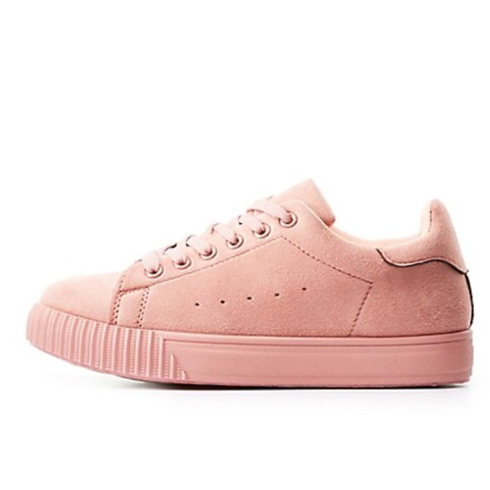 Faux suede lace up platform sneaker